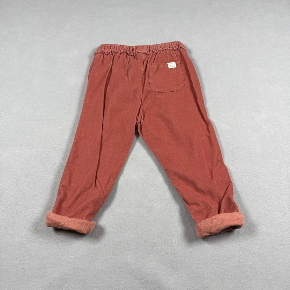 H&M Kids 2T Corduroy Pants Rust Orange Boho Cottagecore Elastic Waist Trousers - Picture 2 of 8